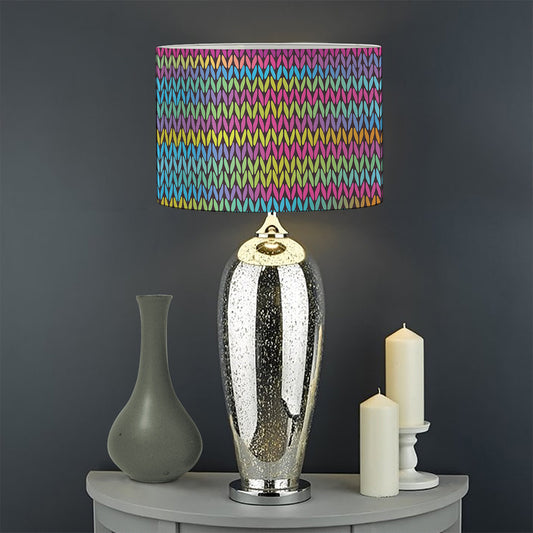 Colorful Knitted Pattern Print Drum Lamp Shade