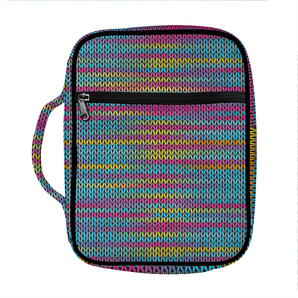 Colorful Knitted Pattern Print Front Pocket Bible Bag
