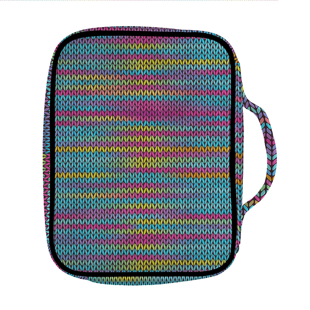 Colorful Knitted Pattern Print Front Pocket Bible Bag