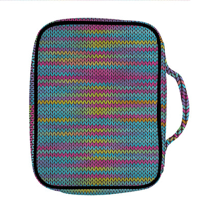 Colorful Knitted Pattern Print Front Pocket Bible Bag