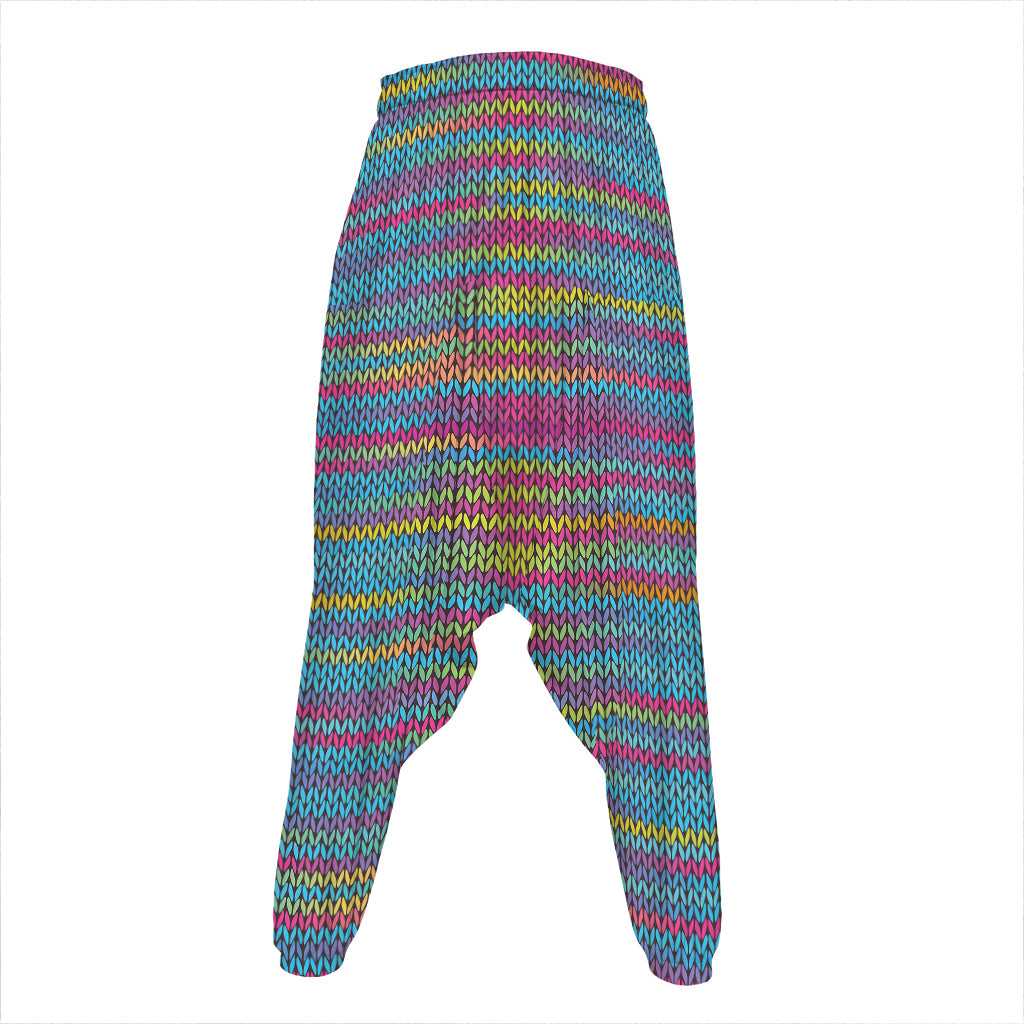 Colorful Knitted Pattern Print Hammer Pants