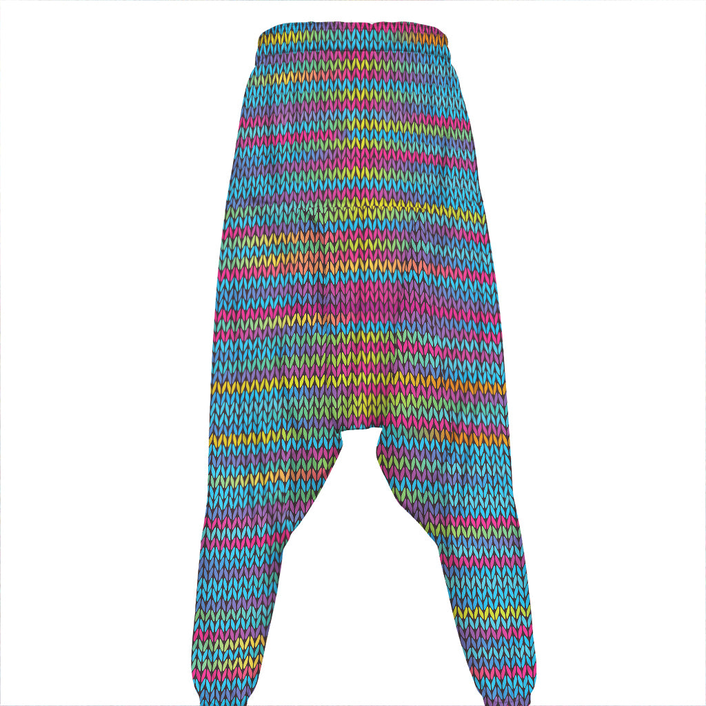 Colorful Knitted Pattern Print Hammer Pants