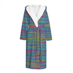 Colorful Knitted Pattern Print Hooded Bathrobe