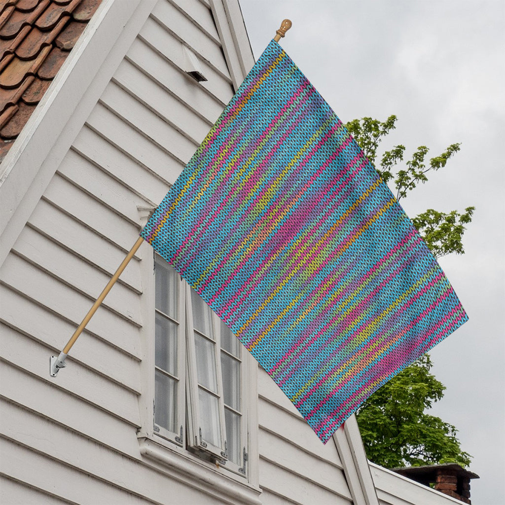 Colorful Knitted Pattern Print House Flag