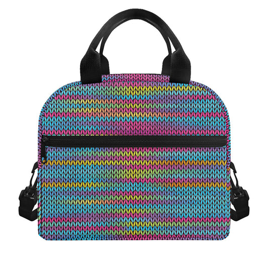 Colorful Knitted Pattern Print Insulated Lunch Bag