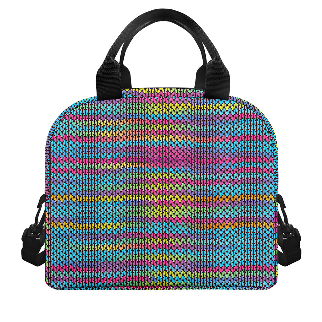 Colorful Knitted Pattern Print Insulated Lunch Bag