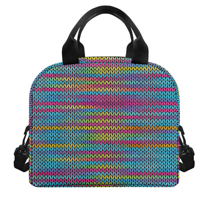 Colorful Knitted Pattern Print Insulated Lunch Bag