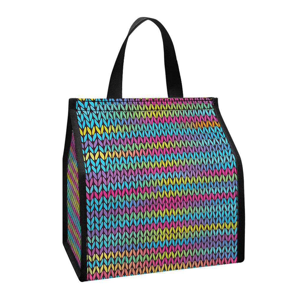 Colorful Knitted Pattern Print Insulated Lunch Tote