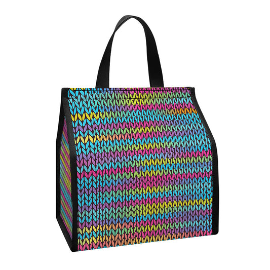 Colorful Knitted Pattern Print Insulated Lunch Tote