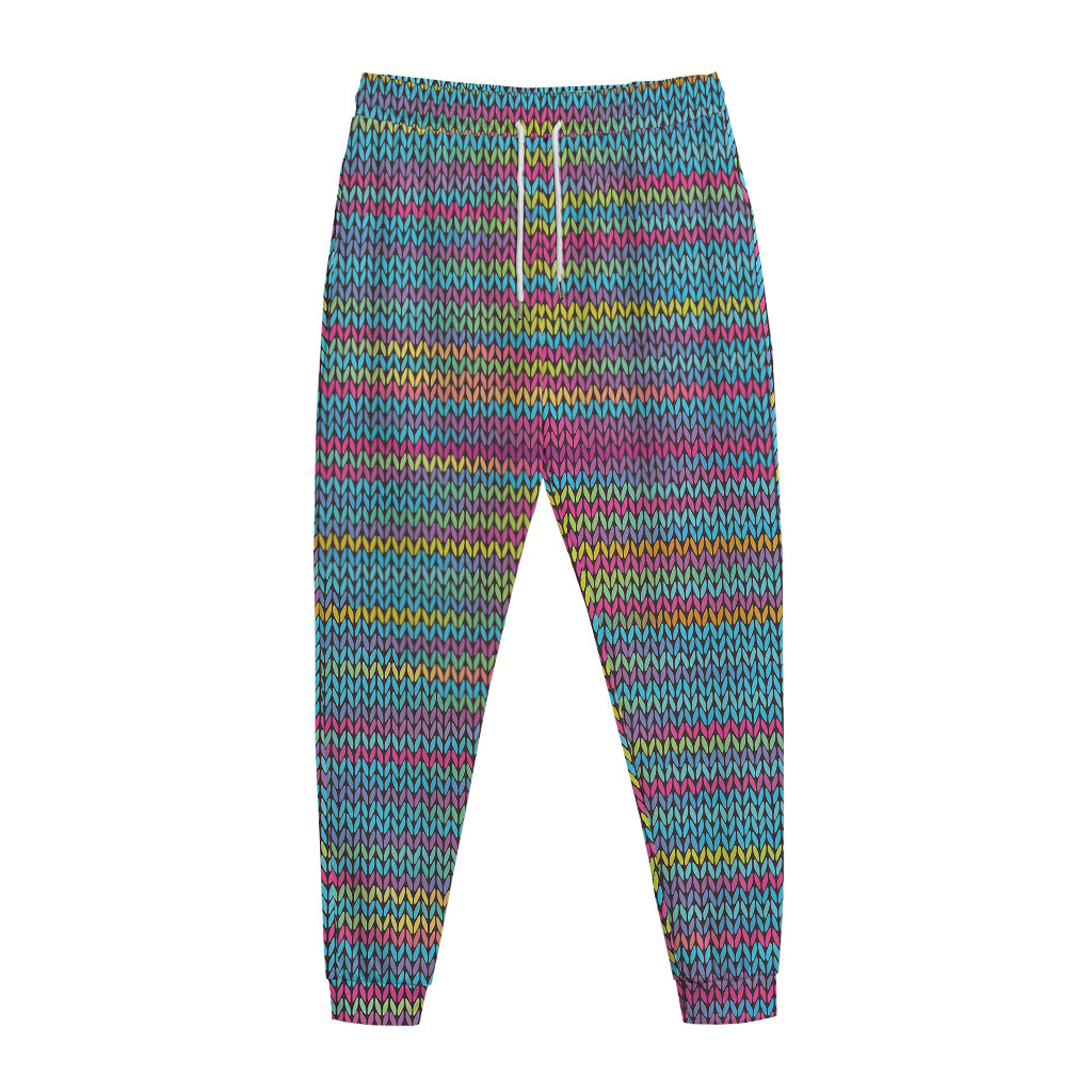 Colorful Knitted Pattern Print Jogger Pants