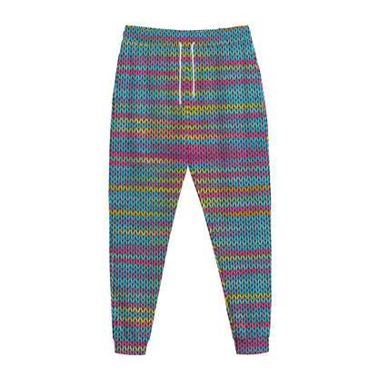 Colorful Knitted Pattern Print Jogger Pants