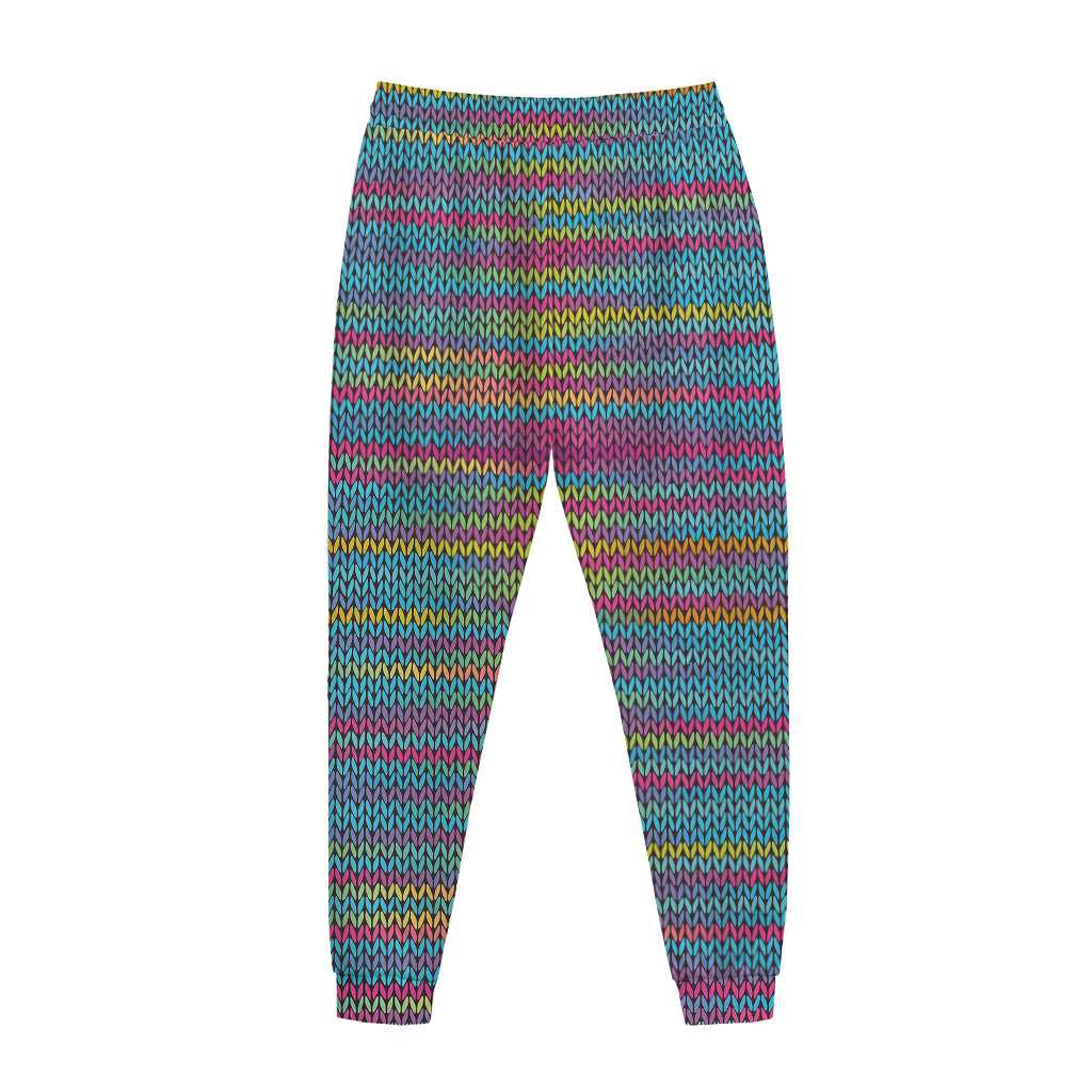 Colorful Knitted Pattern Print Jogger Pants