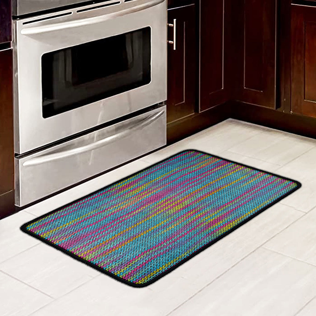 Colorful Knitted Pattern Print Kitchen Mat