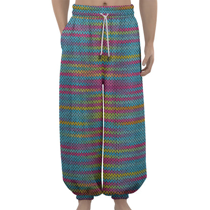 Colorful Knitted Pattern Print Lantern Pants