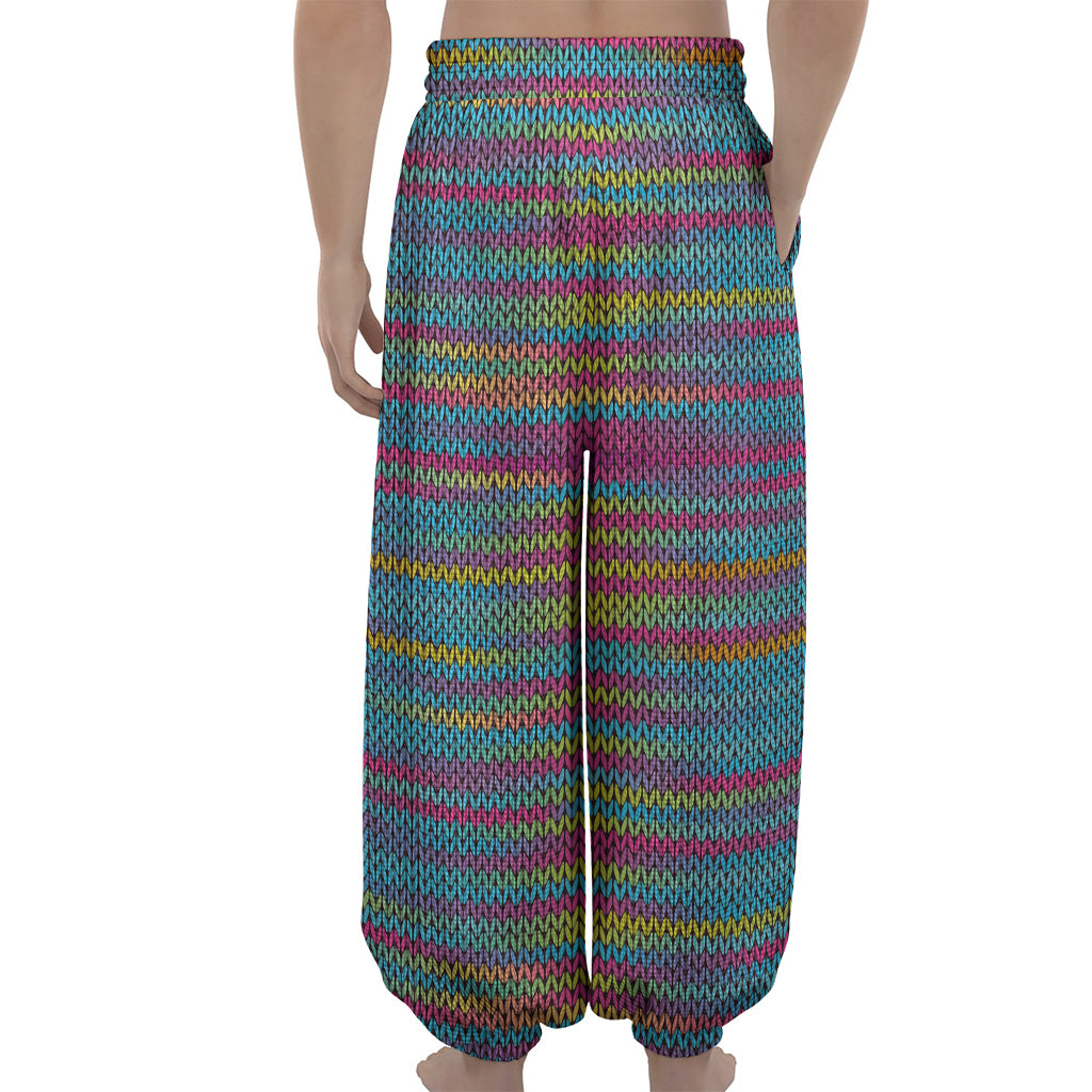 Colorful Knitted Pattern Print Lantern Pants