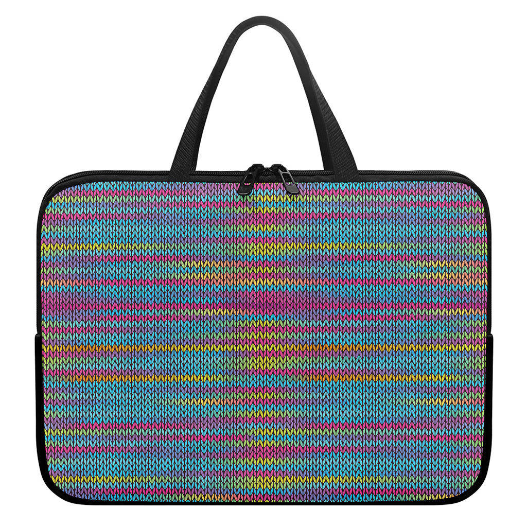 Colorful Knitted Pattern Print Laptop Sleeve With Handle
