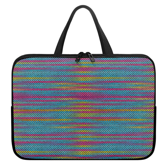 Colorful Knitted Pattern Print Laptop Sleeve With Handle