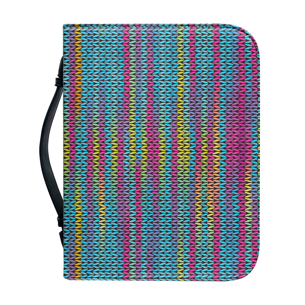 Colorful Knitted Pattern Print Leather Bible Cover