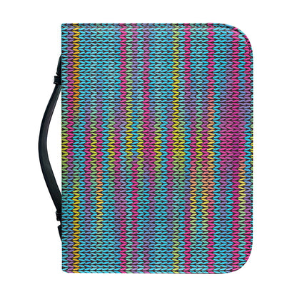 Colorful Knitted Pattern Print Leather Bible Cover