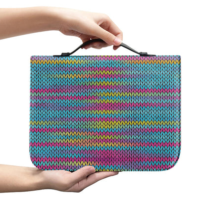 Colorful Knitted Pattern Print Leather Bible Cover