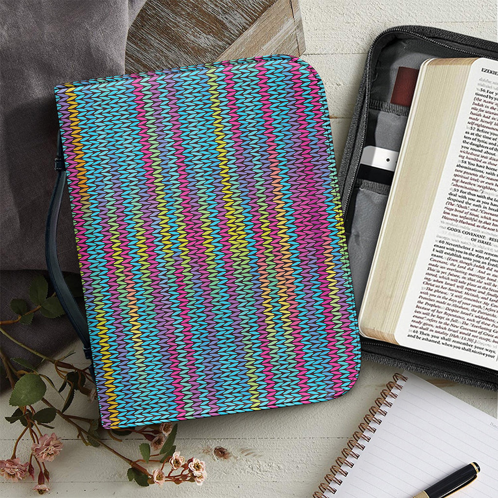 Colorful Knitted Pattern Print Leather Bible Cover