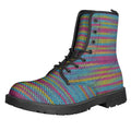 Colorful Knitted Pattern Print Lace-Up Boots