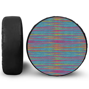 Colorful Knitted Pattern Print Leather Spare Tire Cover