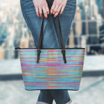 Colorful Knitted Pattern Print Leather Tote Bag