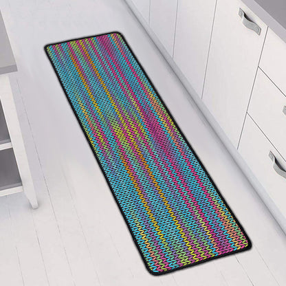 Colorful Knitted Pattern Print Long Kitchen Mat