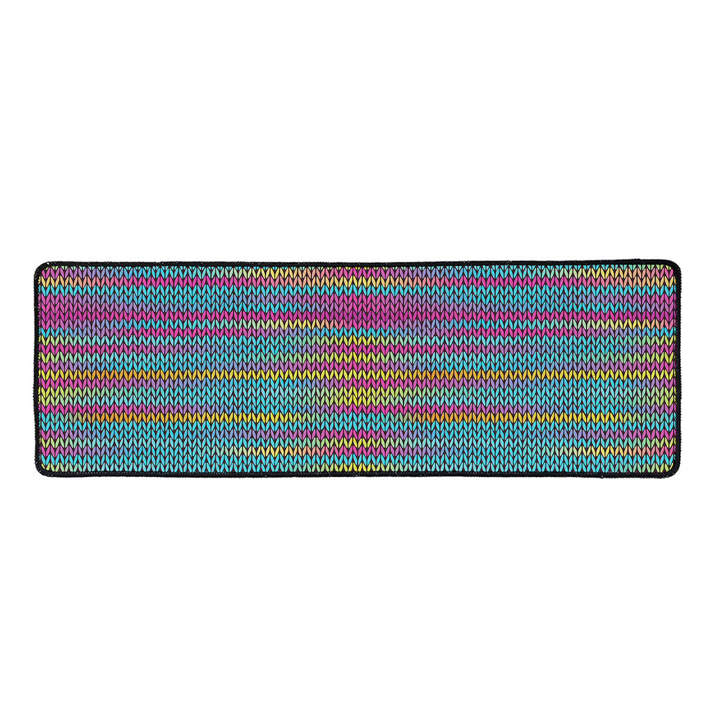 Colorful Knitted Pattern Print Long Kitchen Mat