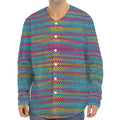 Colorful Knitted Pattern Print Long Sleeve Baseball Jersey