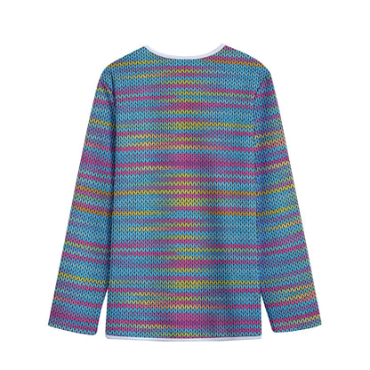 Colorful Knitted Pattern Print Long Sleeve Short Coat
