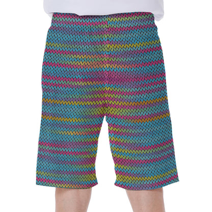 Colorful Knitted Pattern Print Men's Beach Shorts