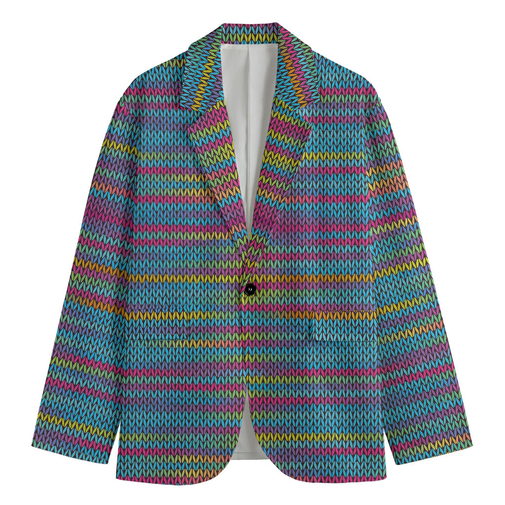 Colorful Knitted Pattern Print Men's Blazer