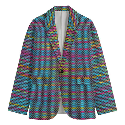Colorful Knitted Pattern Print Men's Blazer