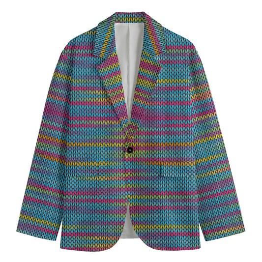 Colorful Knitted Pattern Print Men's Blazer
