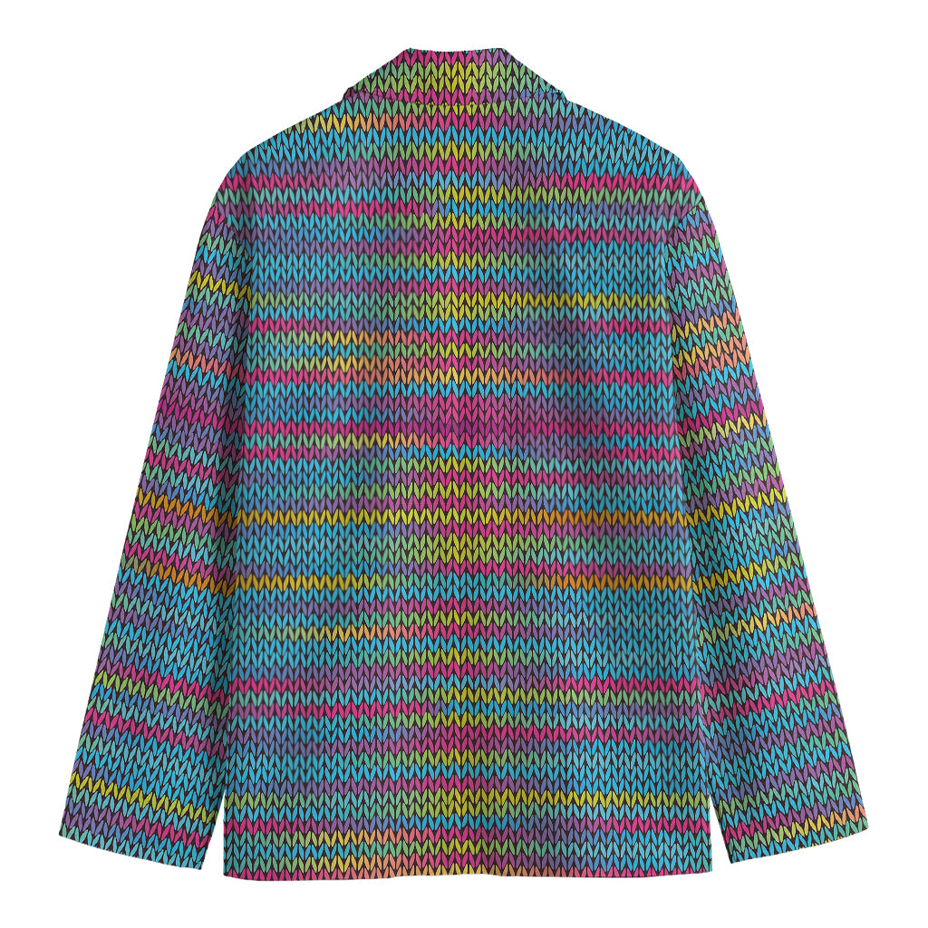 Colorful Knitted Pattern Print Men's Blazer