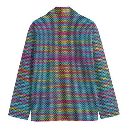 Colorful Knitted Pattern Print Men's Blazer