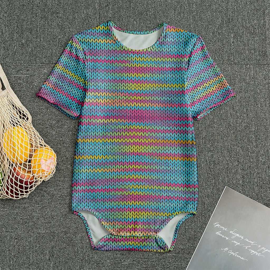 Colorful Knitted Pattern Print Men's Bodysuit