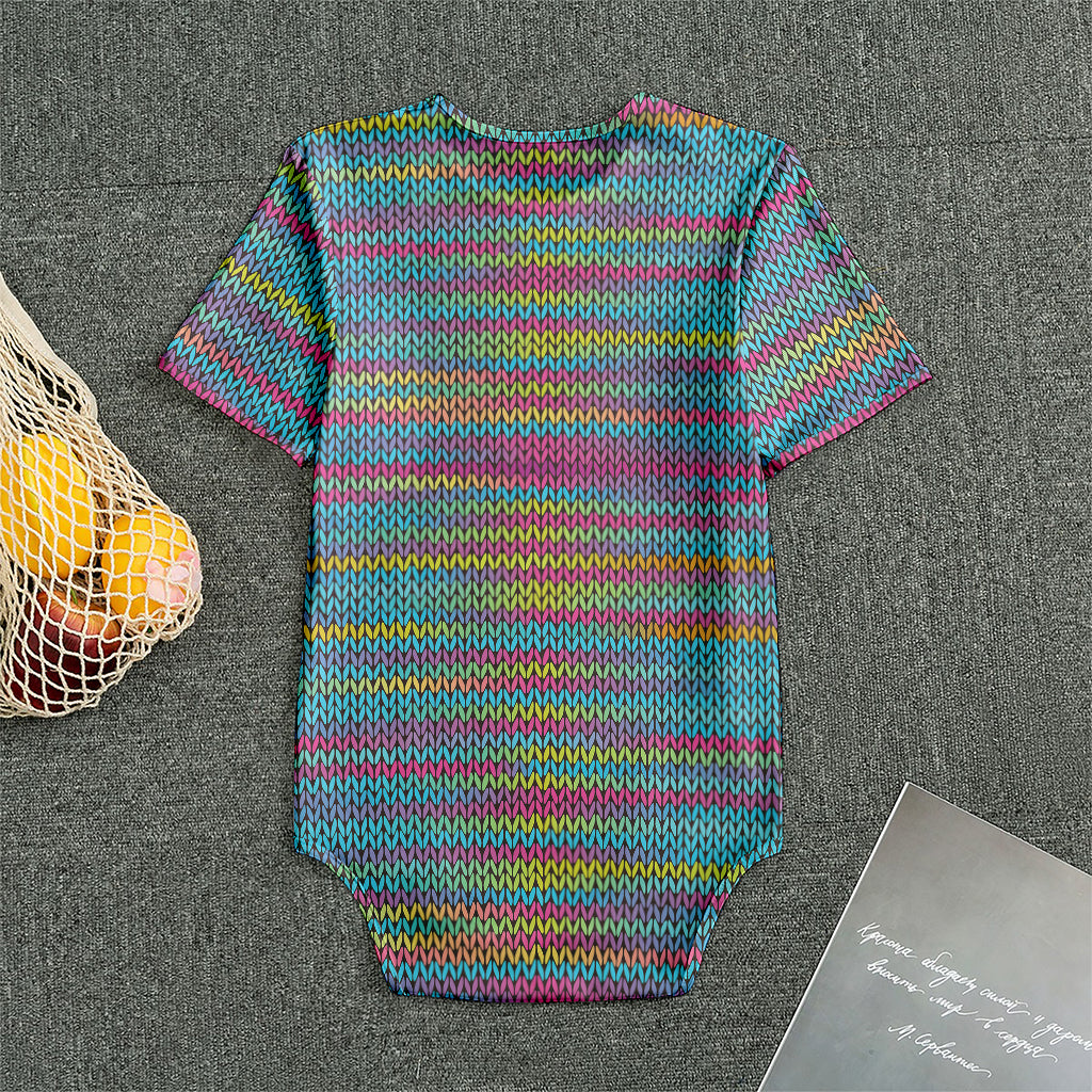Colorful Knitted Pattern Print Men's Bodysuit