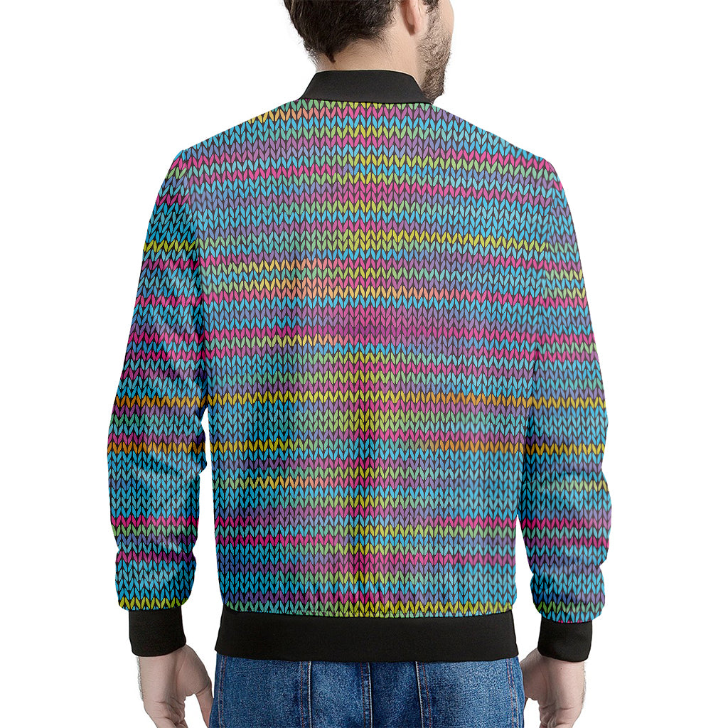Colorful Knitted Pattern Print Men's Bomber Jacket
