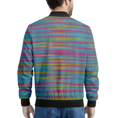 Colorful Knitted Pattern Print Men's Bomber Jacket