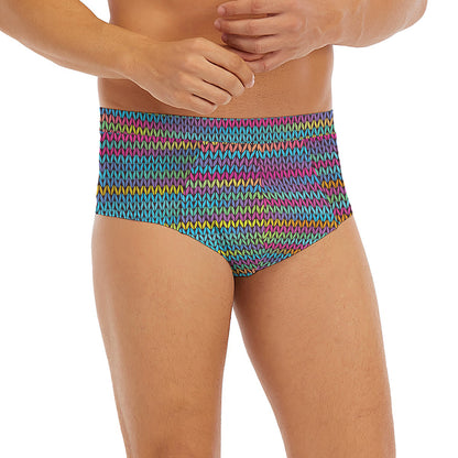 Colorful Knitted Pattern Print Men's Briefs