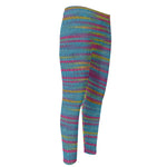 Colorful Knitted Pattern Print Men's Compression Pants