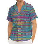 Colorful Knitted Pattern Print Men's Deep V-Neck Shirt