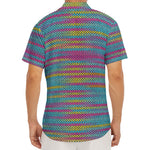 Colorful Knitted Pattern Print Men's Deep V-Neck Shirt