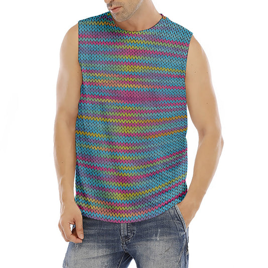 Colorful Knitted Pattern Print Men's Fitness Tank Top