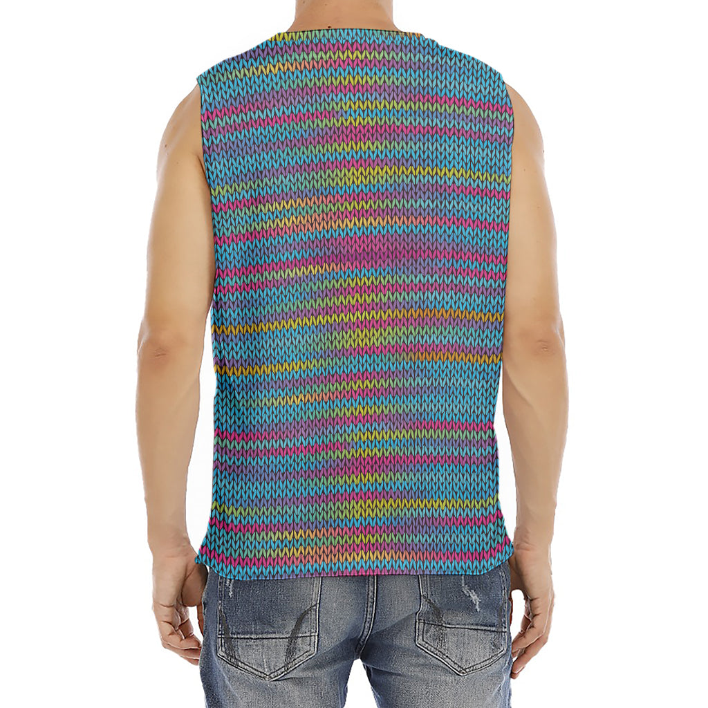Colorful Knitted Pattern Print Men's Fitness Tank Top