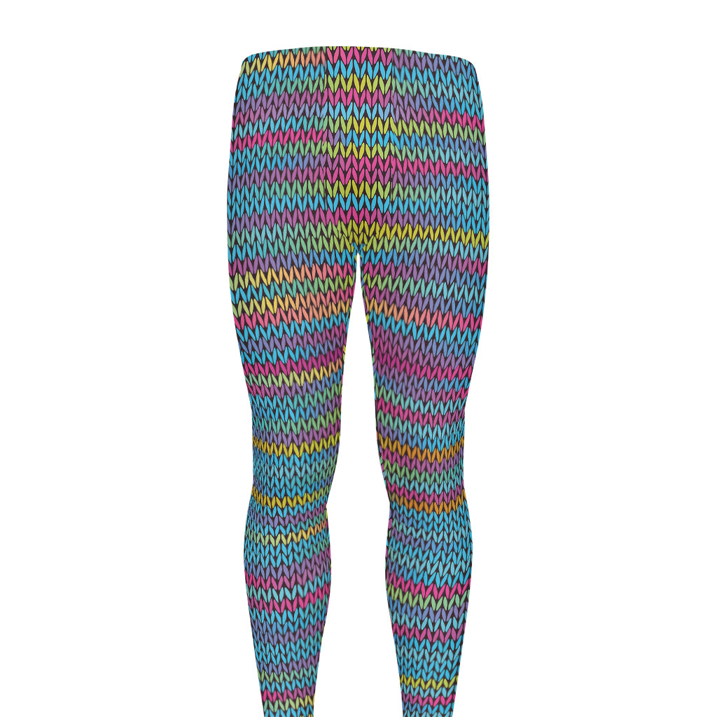 Colorful Knitted Pattern Print Men's leggings