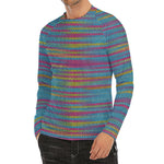 Colorful Knitted Pattern Print Men's Long Sleeve Rash Guard